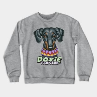 Cool skateboard Black Doxie Dachshund puppy on Purple Flame Skateboard Crewneck Sweatshirt